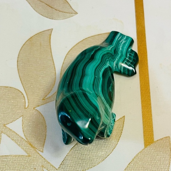 Polished Malachite Sea Lion Gemstone Green Roughly Sz 3” - Picture 4 of 7
